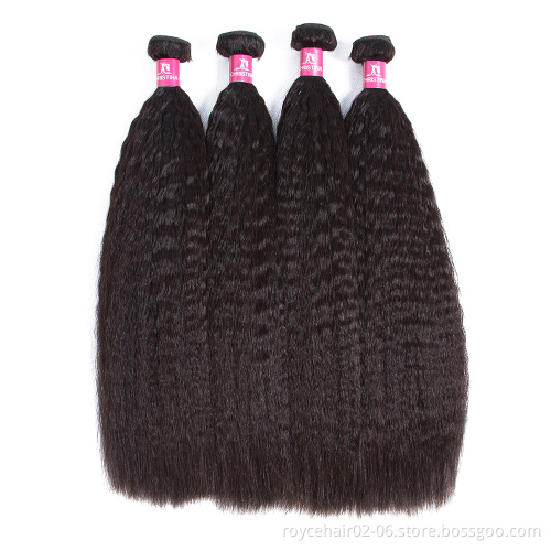 Dropship Wholesale 100% Peruvian Virgin Hair Kinky Straight Hair Extensions 3 Bundles with Lace Closure